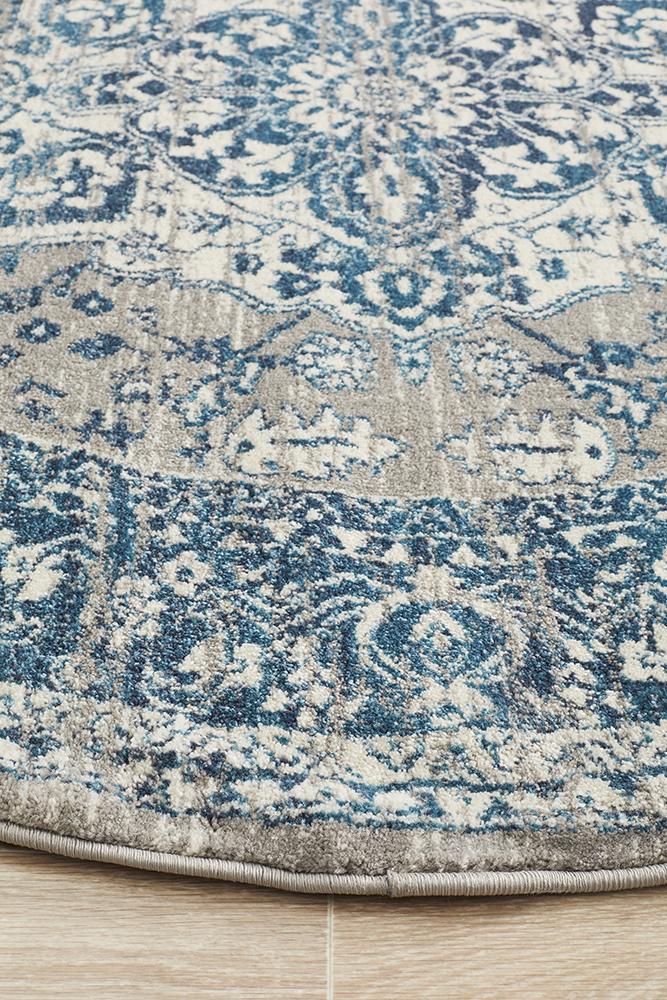 Tigris Shafi Blue Round Bohemian Transitional Rug