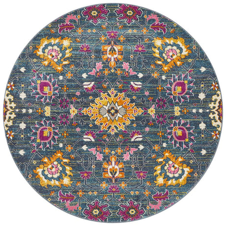 Tigris Elam Blue Round Bohemian Transitional Rug