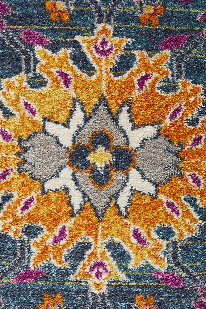 Tigris Elam Blue Round Bohemian Transitional Rug