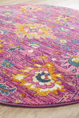 Tigris Elam Fuchsia Round Bohemian Transitional Rug