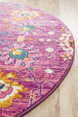 Tigris Elam Fuchsia Round Bohemian Transitional Rug