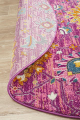 Tigris Elam Fuchsia Round Bohemian Transitional Rug