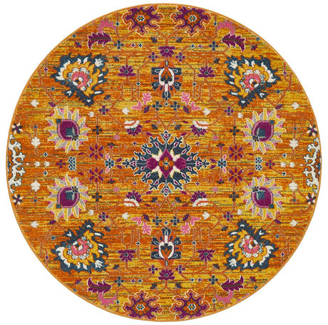 Tigris Elam Rust Round Bohemian Transitional Rug