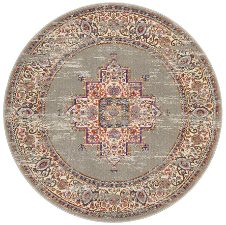 Tigris Amarah Grey Round Bohemian Transitional Rug