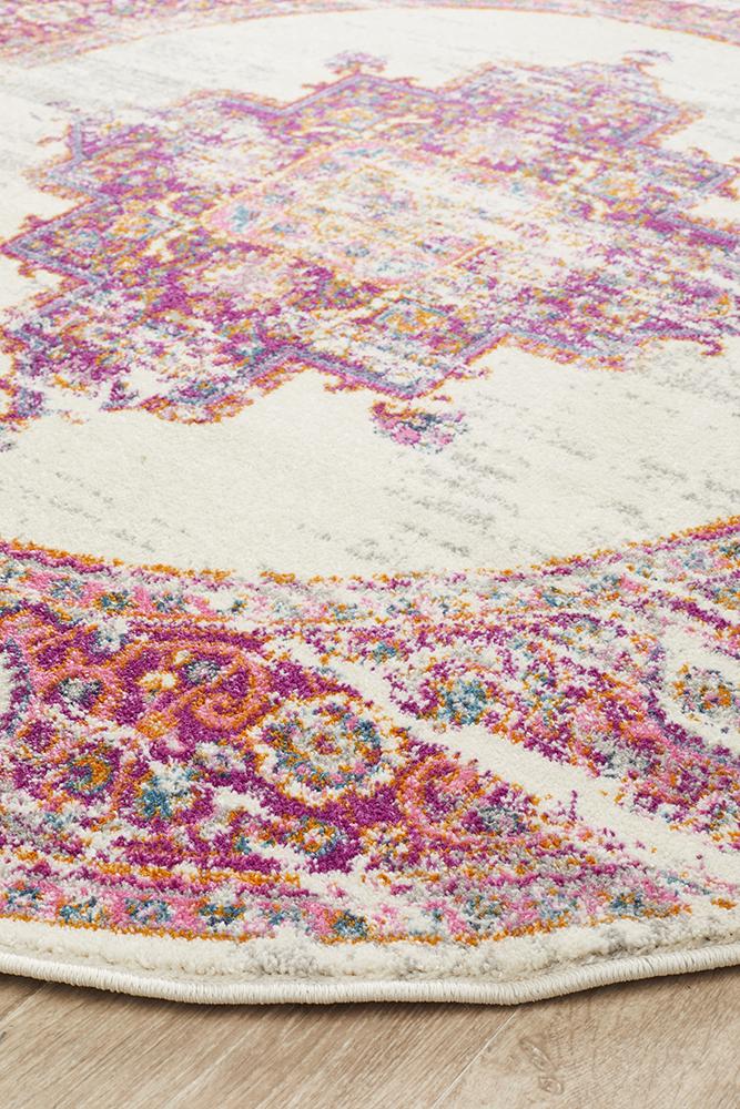 Tigris Amarah Pink Round Bohemian Transitional Rug – Lost Design Society