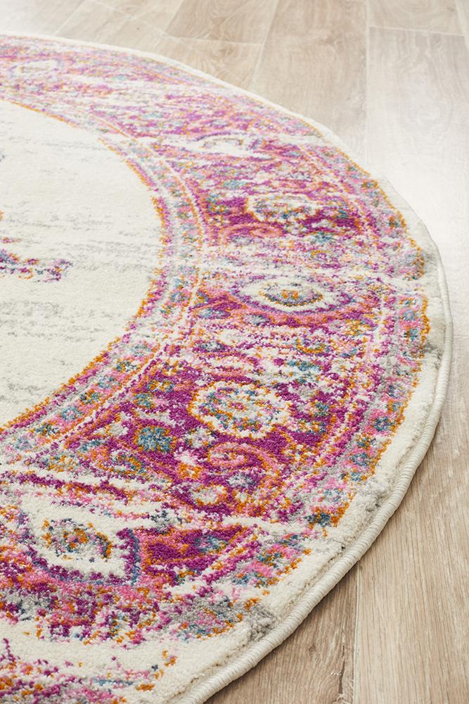 Tigris Amarah Pink Round Bohemian Transitional Rug