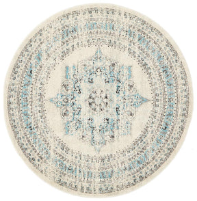 Legion Ghost White Round Transitional Rug - Lost Design Society