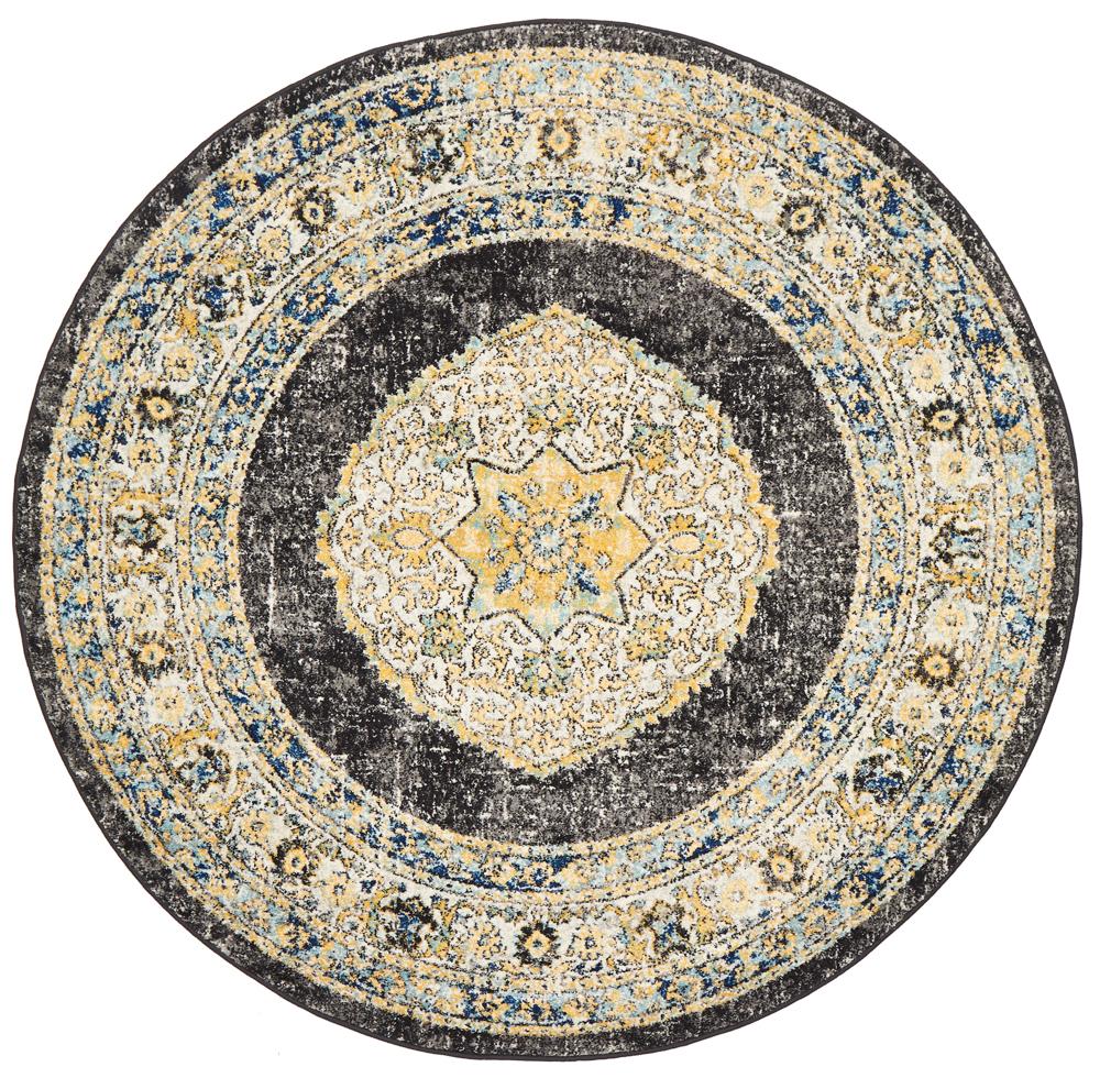 Legion Charcoal Round Transitional Rug