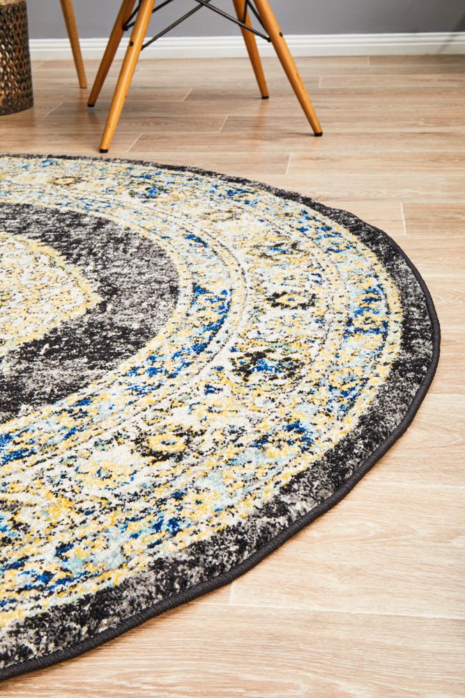 Legion Charcoal Round Transitional Rug