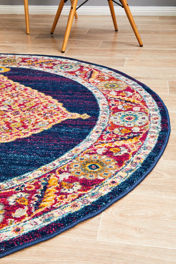 Legion Royal Blue Round Transitional Rug