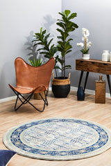 Legion Blue Round Transitional Rug