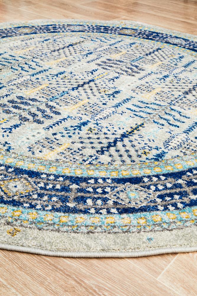 Legion Blue Round Transitional Rug