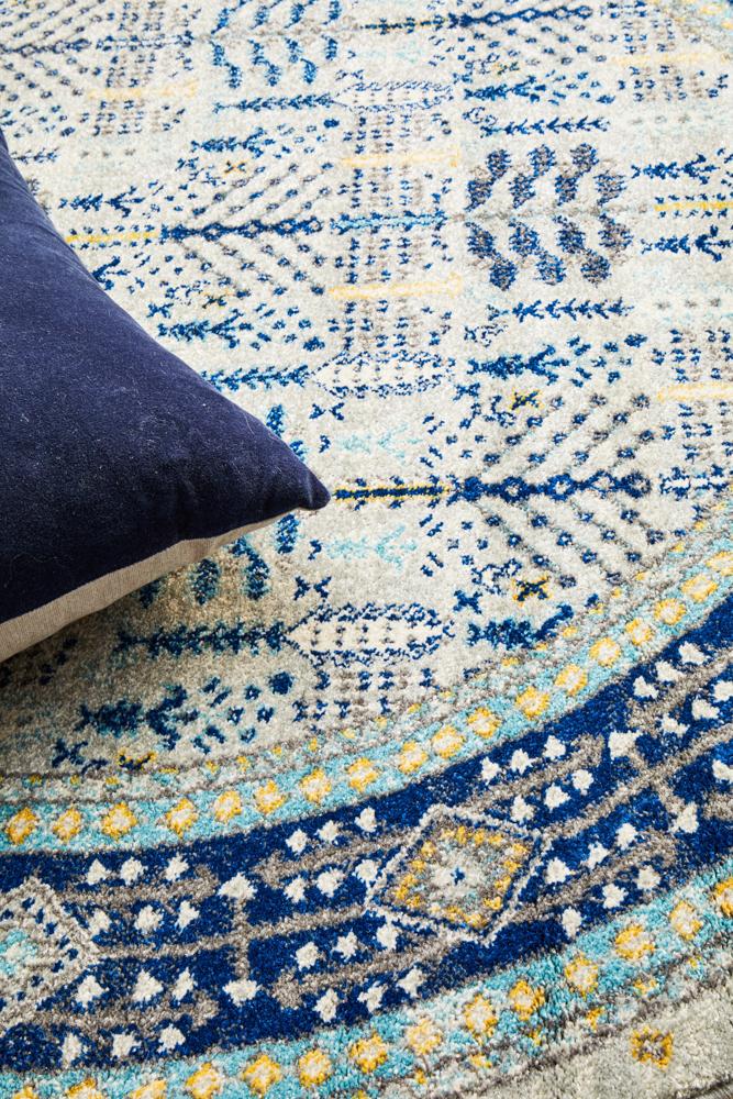 Legion Blue Round Transitional Rug