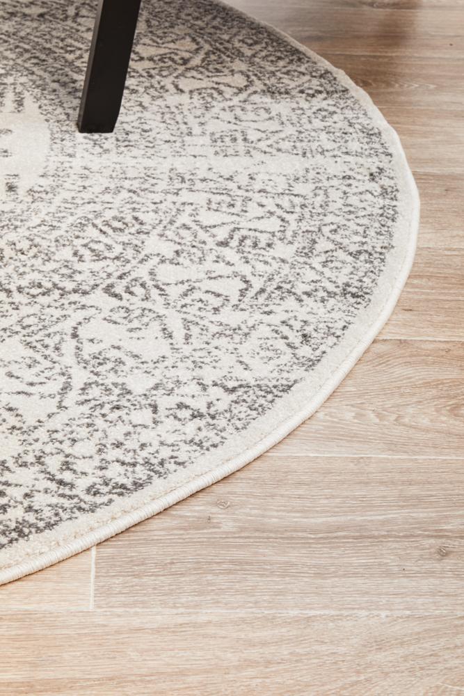 Aztec Silver Transitional Round Rug – Lost Design Society
