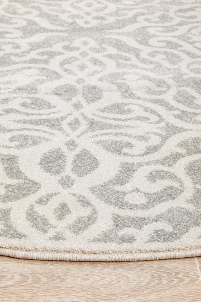 Clara Silver Transitional Round Rug