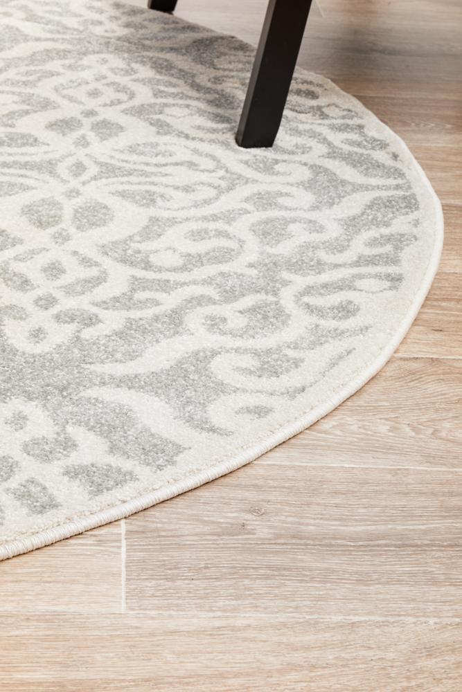 Clara Silver Transitional Round Rug