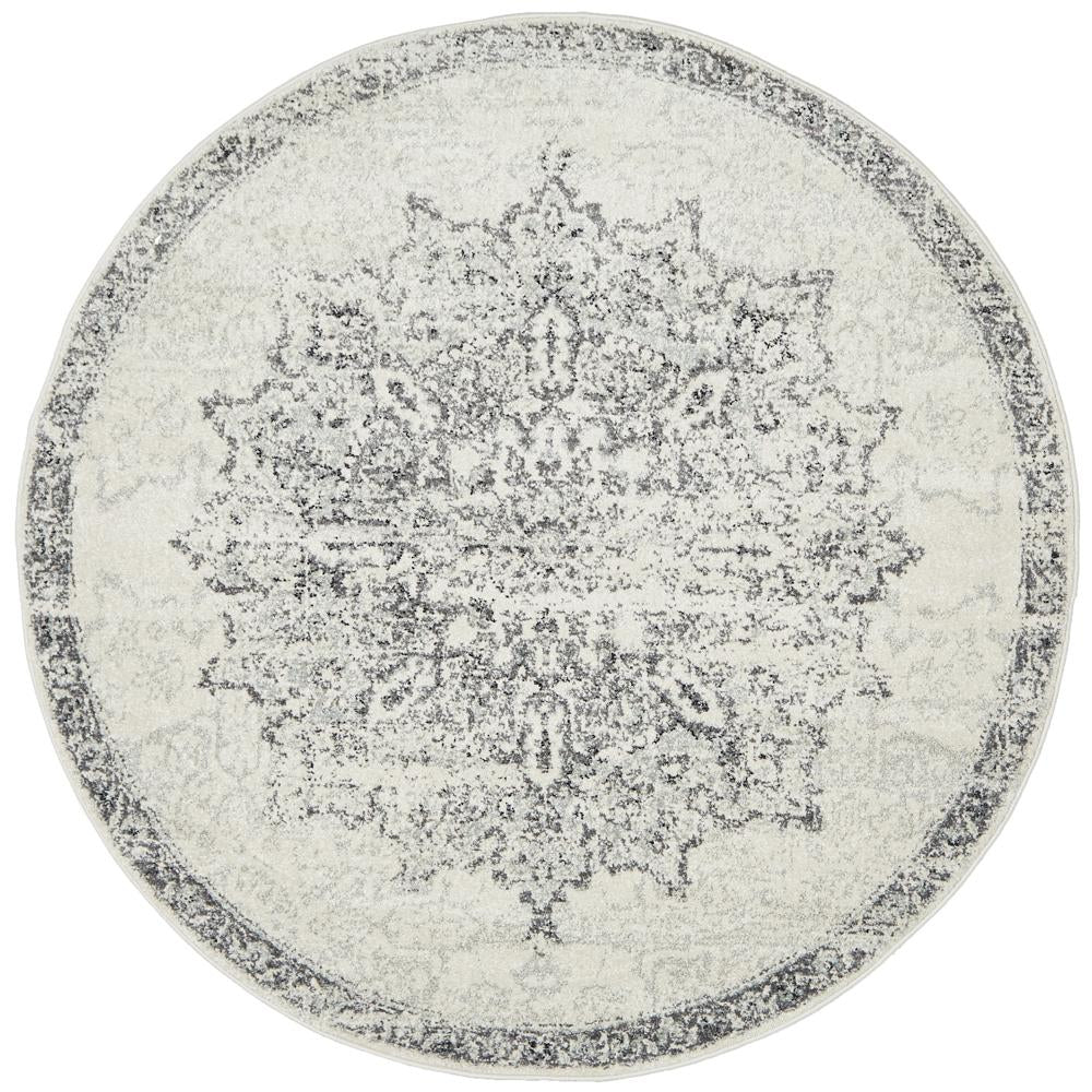 Zada Silver Transitional Round Rug