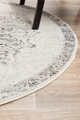 Zada Silver Transitional Round Rug