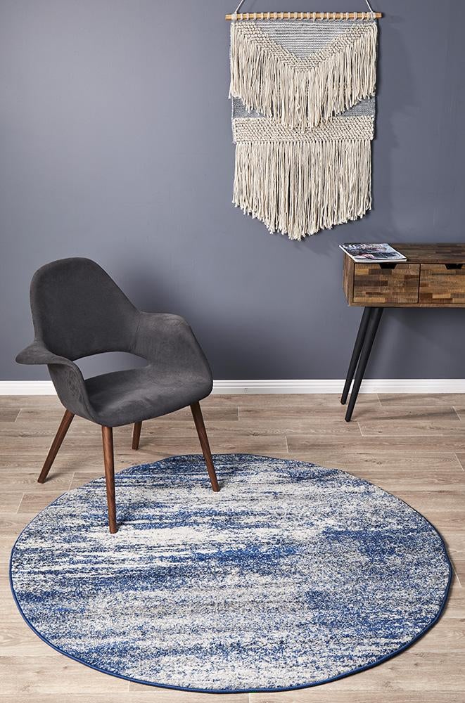 Casandra Dunescape Modern Blue Grey Round Transitional Rug – Lost ...