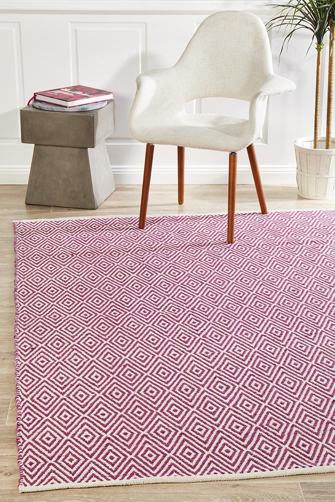 Cotton and Jute Flatweave Pink Rug