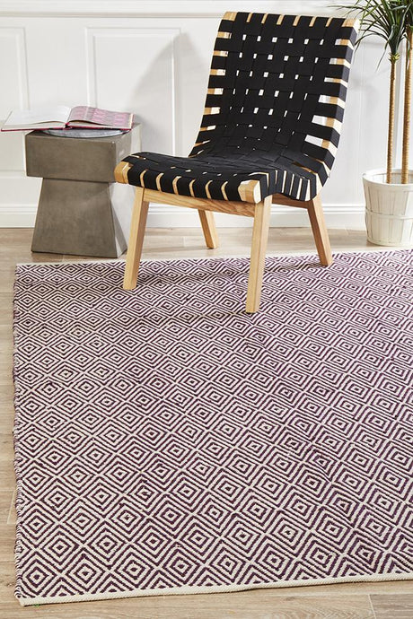 Cotton and Jute Flatweave Purple Rug