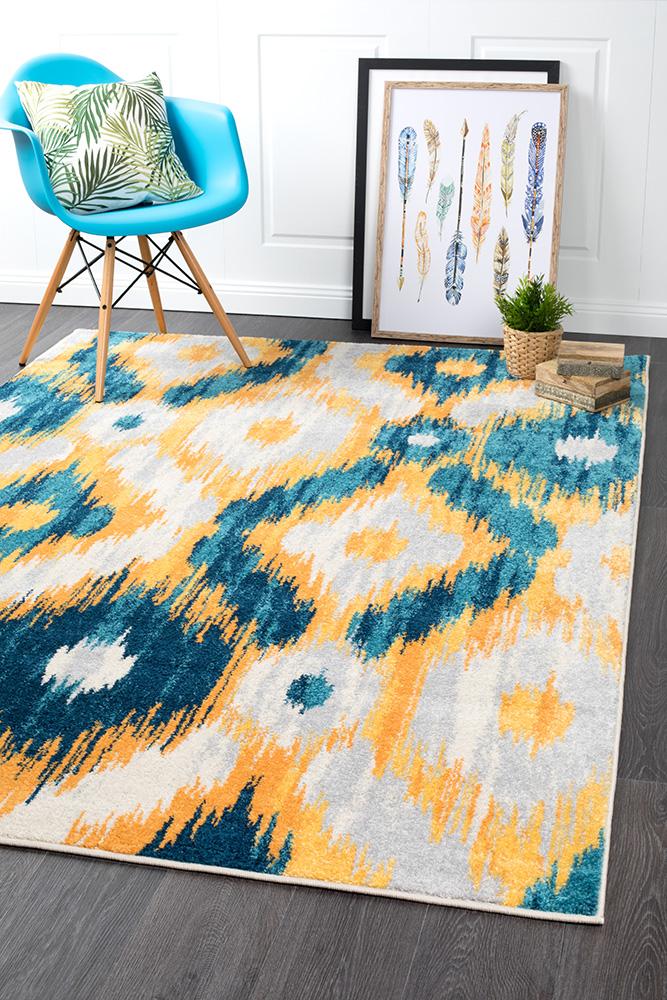 Realms Burst Blue Modern Rug