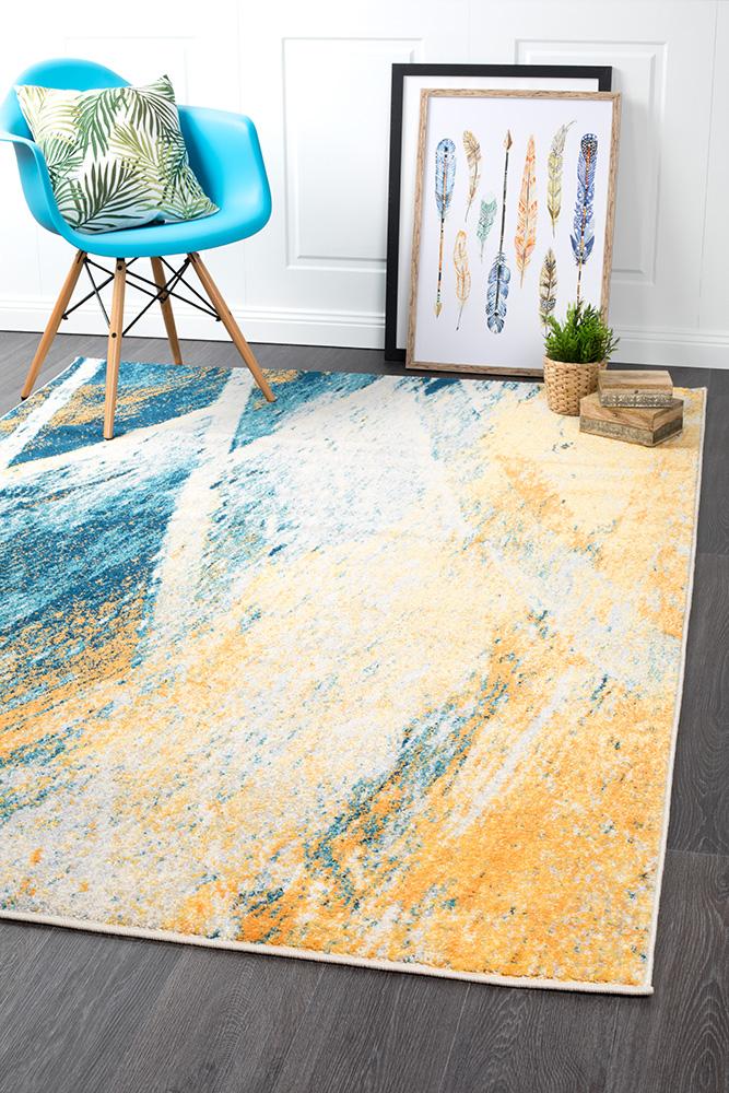 Realms Strokes Blue Modern Rug