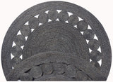 Round Black Dot Rose Jute Rug