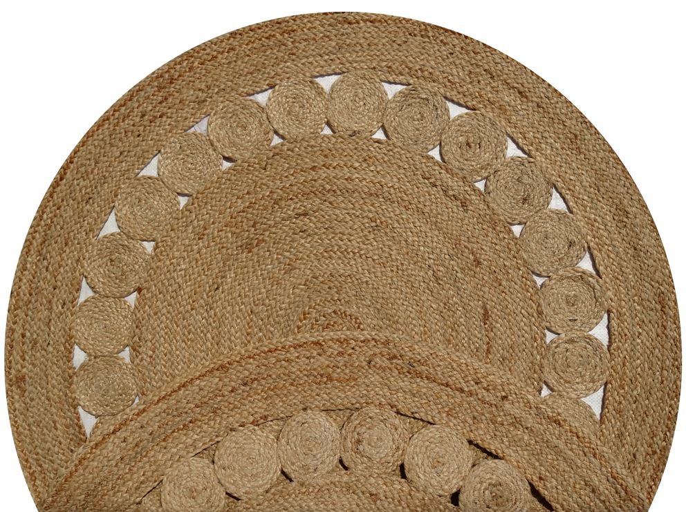 Round Natural Dot Rose Jute Rug