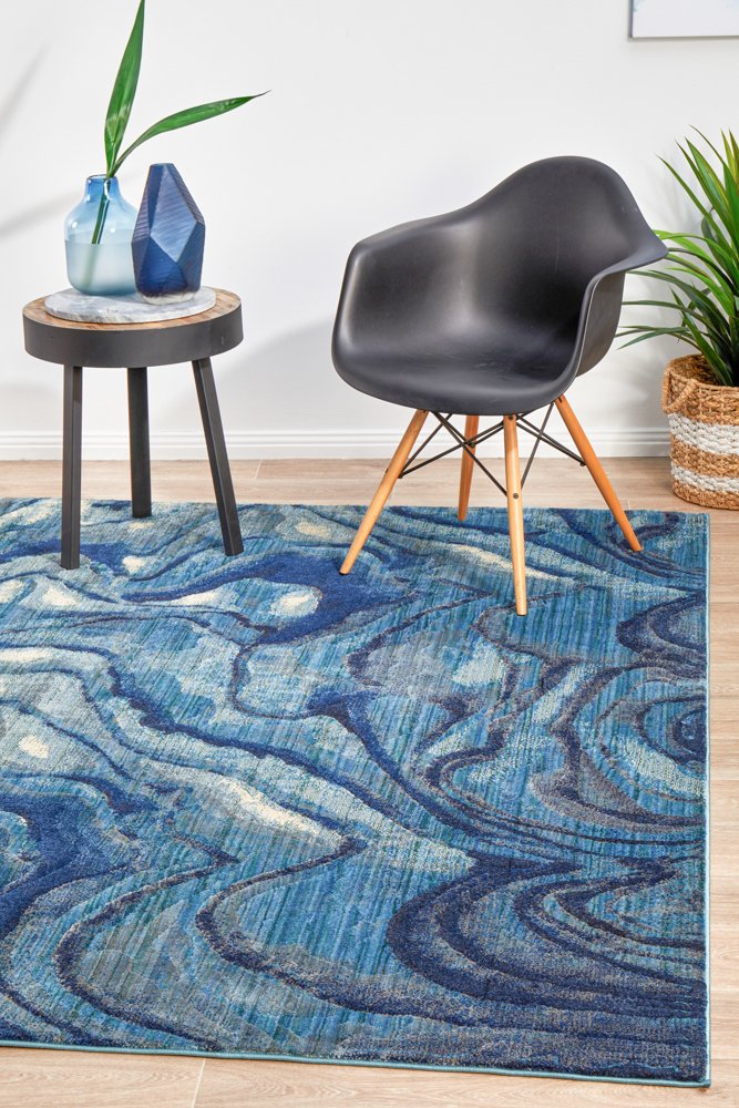 Waves Indigo Transitional Rug