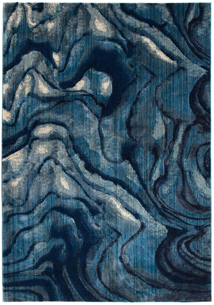 Waves Indigo Transitional Rug