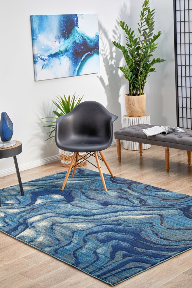 Waves Indigo Transitional Rug