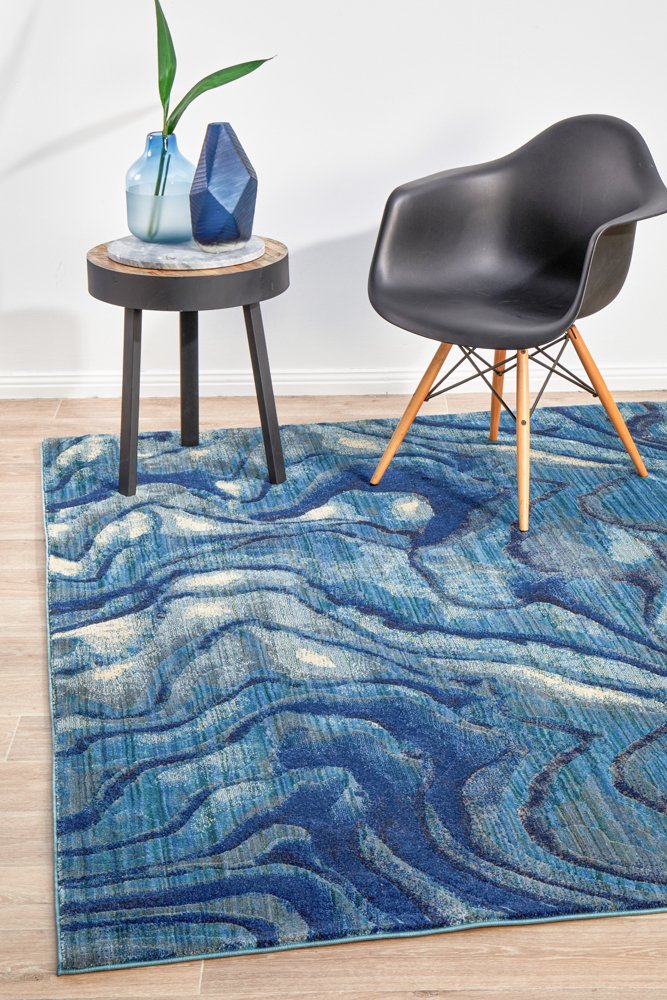 Waves Indigo Transitional Rug