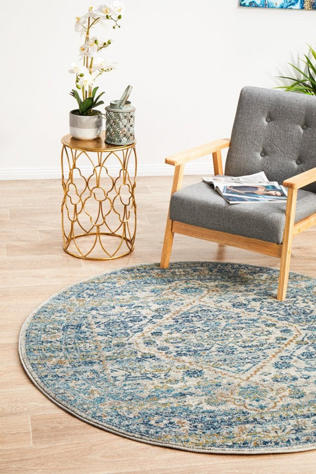 Duality Silver Transitional Round Rug