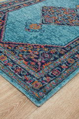 Vintage Distressed Eternal Diamond Blue Rug