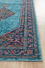 Vintage Distressed Eternal Diamond Blue Rug