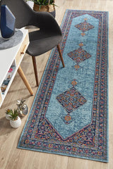 Vintage Distressed Eternal Diamond Blue Rug