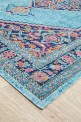 Vintage Distressed Eternal Diamond Blue Rug