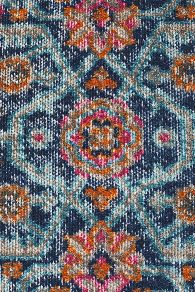 Vintage Distressed Eternal Diamond Blue Rug