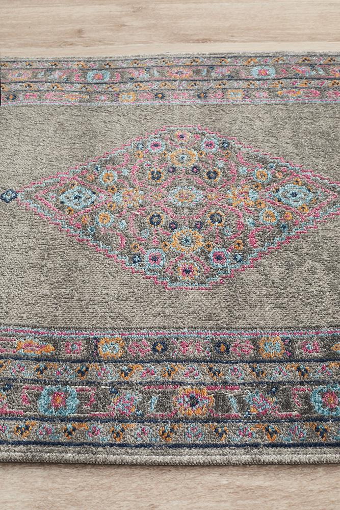 Vintage Distressed Eternal Diamond Grey Rug