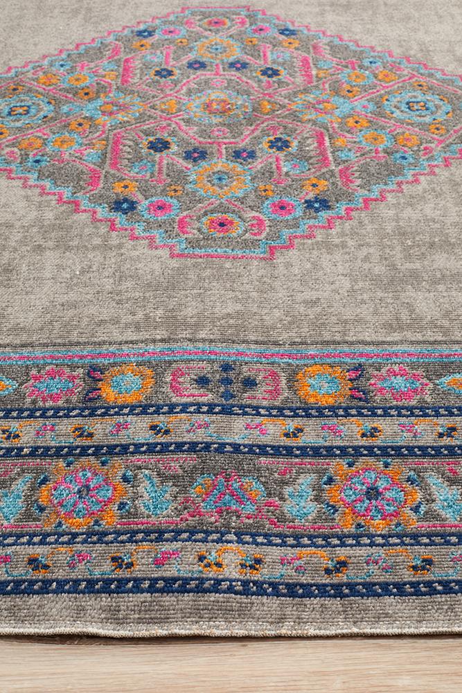 Vintage Distressed Eternal Diamond Grey Rug