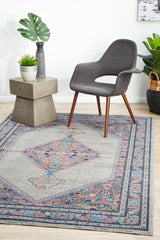 Vintage Distressed Eternal Diamond Grey Rug