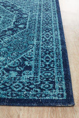 Vintage Distressed Eternal Vision Blue Rug