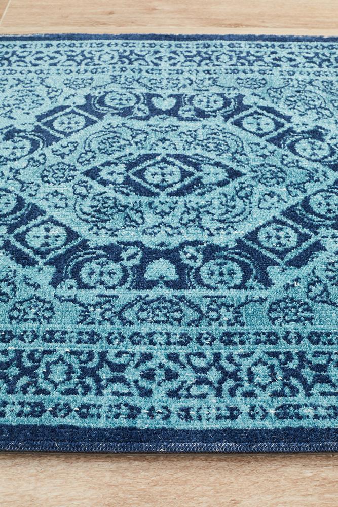 Vintage Distressed Eternal Vision Blue Rug