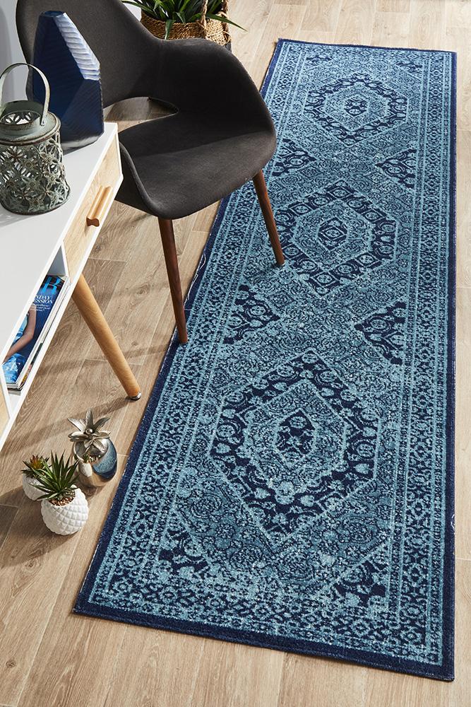 Vintage Distressed Eternal Vision Blue Rug