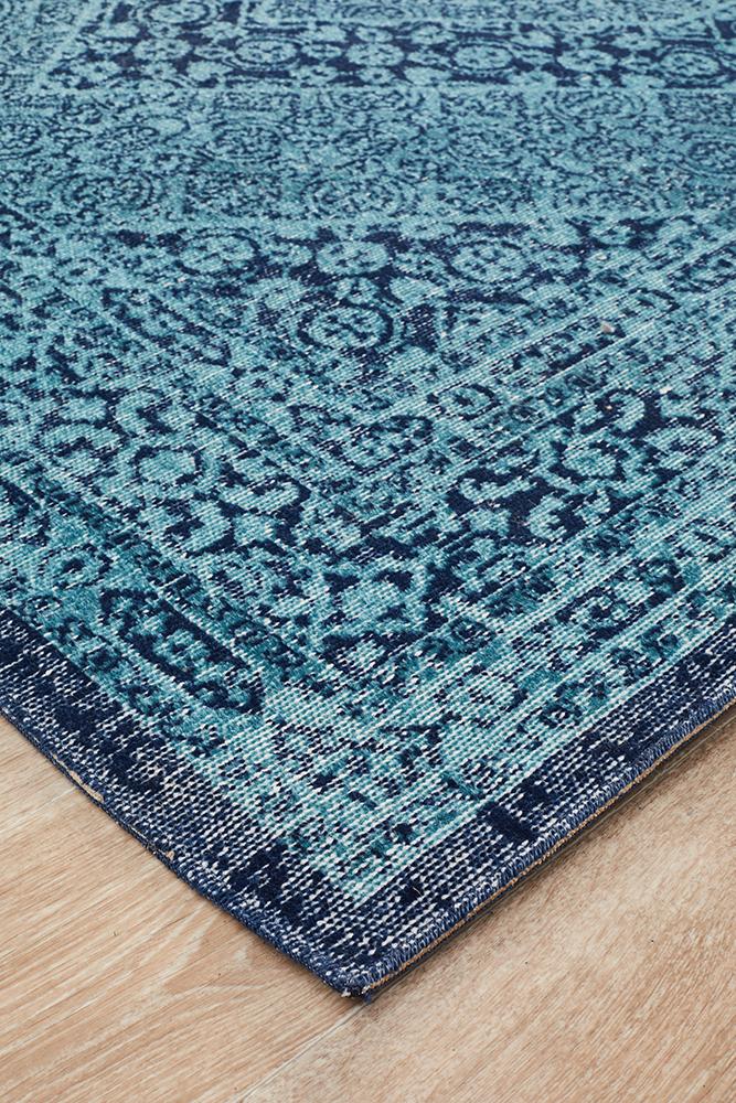 Vintage Distressed Eternal Vision Blue Rug