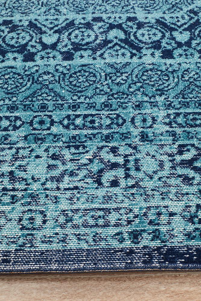 Vintage Distressed Eternal Vision Blue Rug