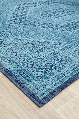 Vintage Distressed Eternal Vision Blue Rug