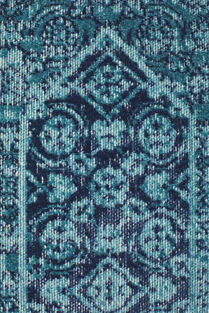 Vintage Distressed Eternal Vision Blue Rug