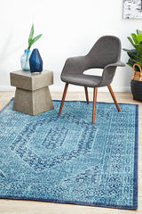 Vintage Distressed Eternal Vision Blue Rug